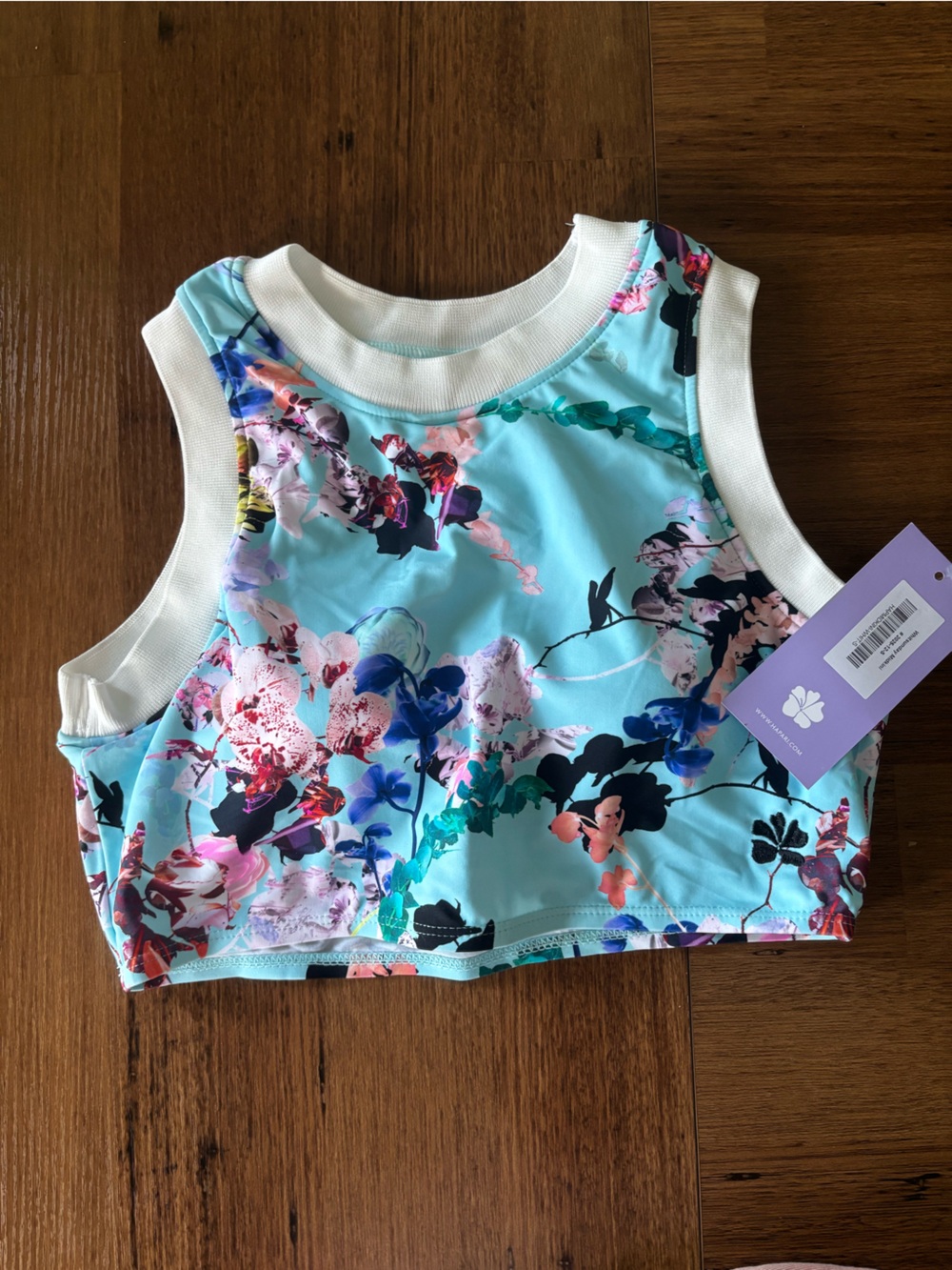 Hapari Light Blue Floral Crop Bikini Top